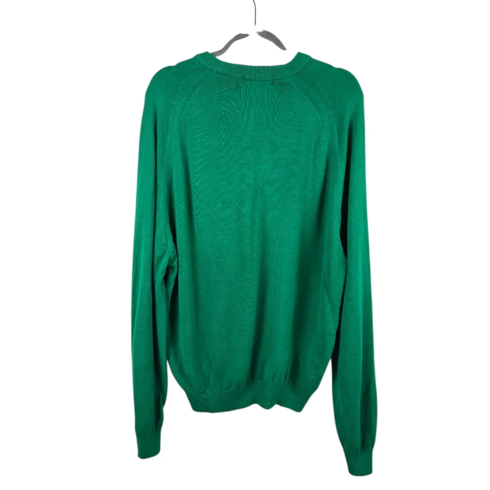 St Michael Mens Green Cotton Crewneck Oversized Sweater